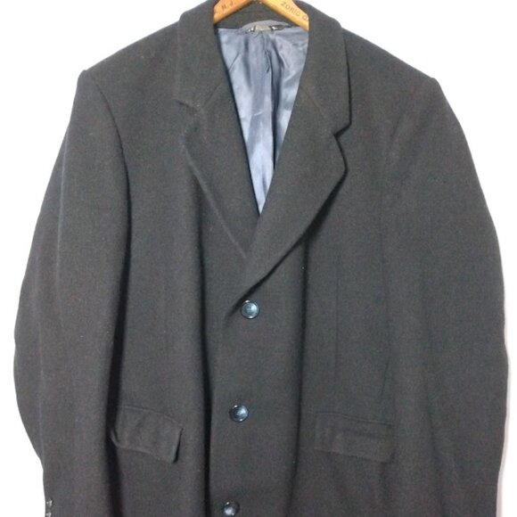 Men's Big & Tall 100% Wool Overcoat Black 2XLT/52L Czechoslovakian Heavyweight - Picture 4 of 16